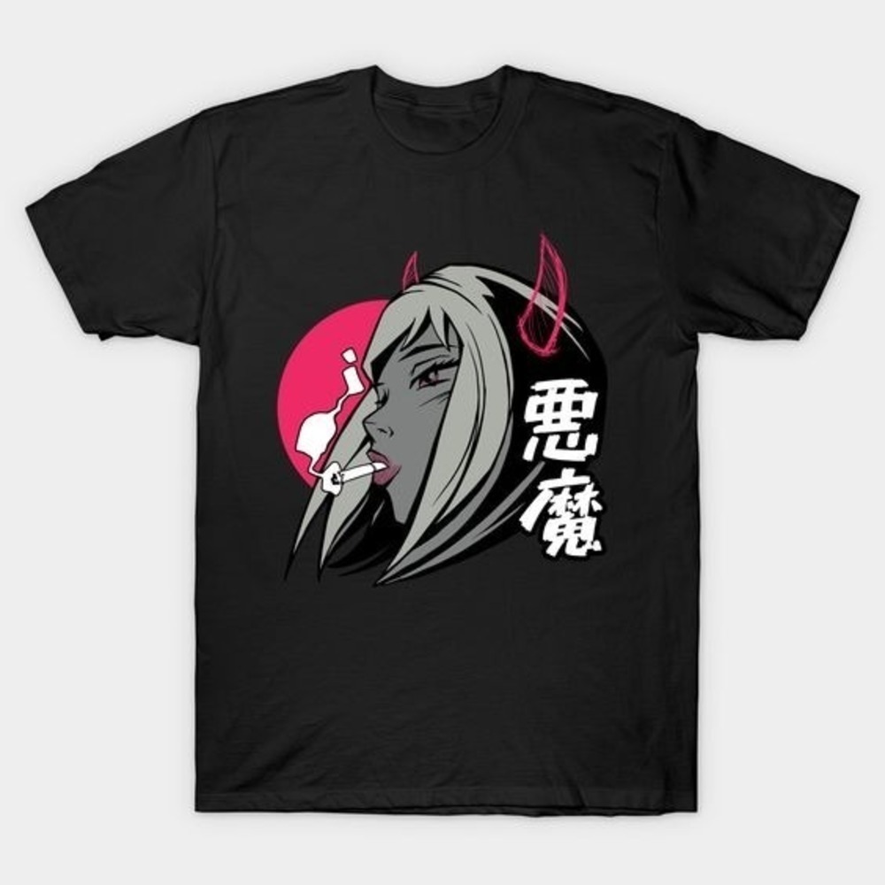 Anime Demon Girl Graphic Manga Fan Aesthetic Streetwear Unisex T-Shirt